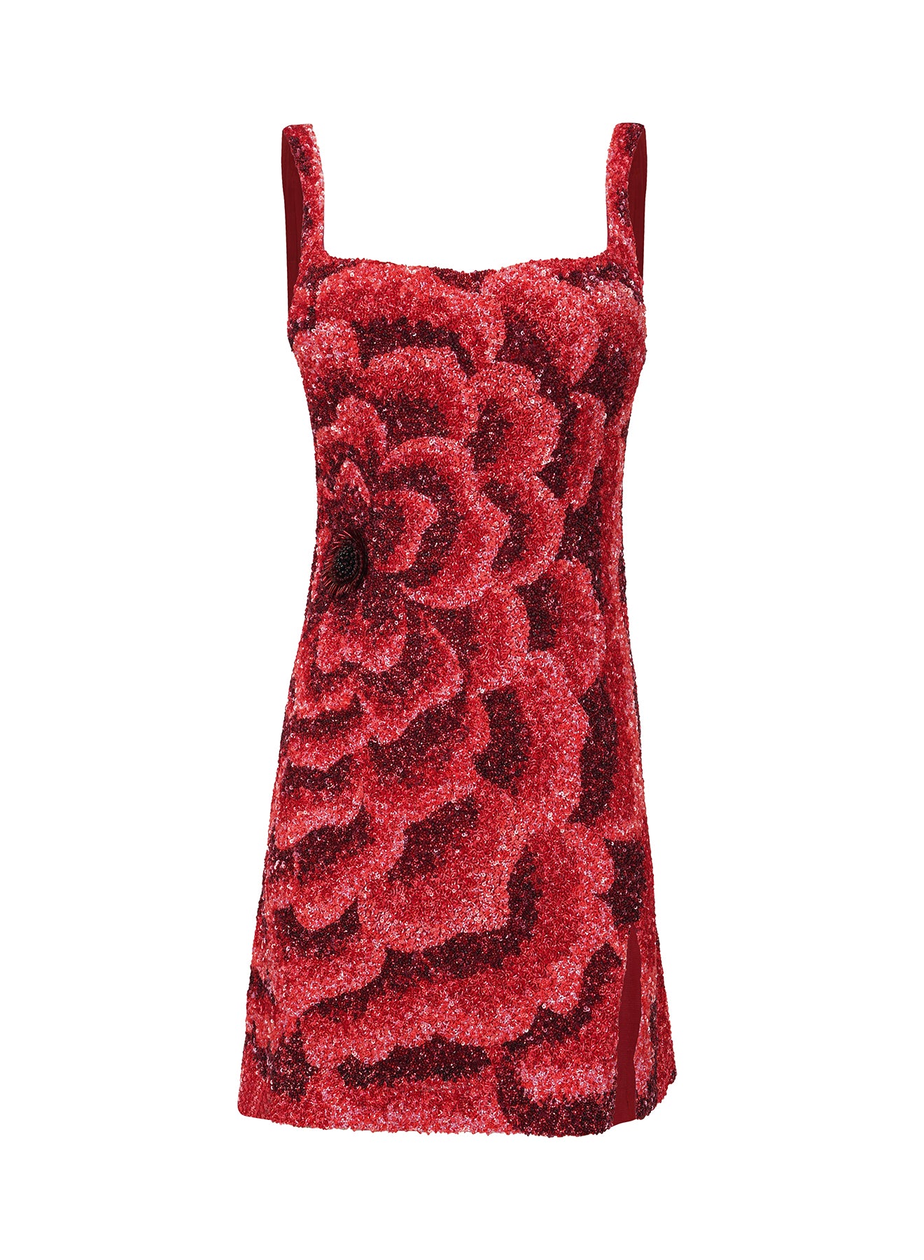 LA FUORI Rose embroidered mini dress - Red