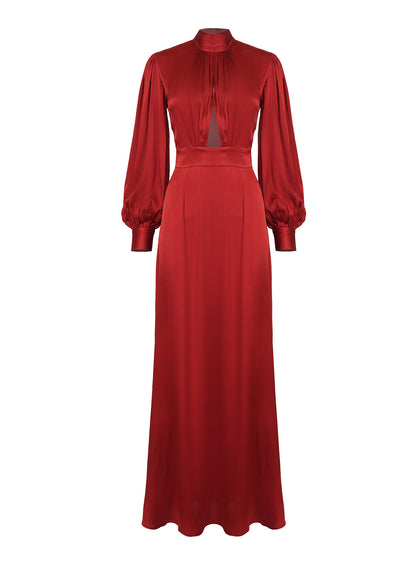 LA FUORI Rose Noir satin gown - Red