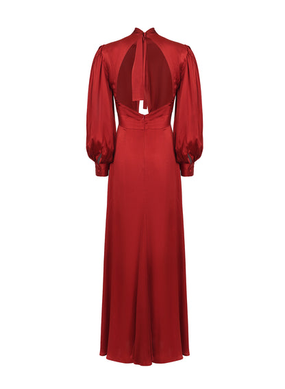 LA FUORI Rose Noir satin gown - Red