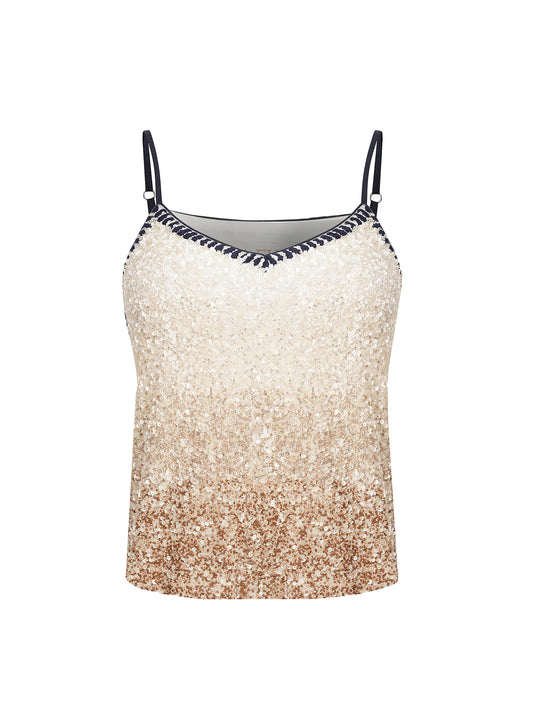 LA FUORI Gradient Sequin top - Champagne