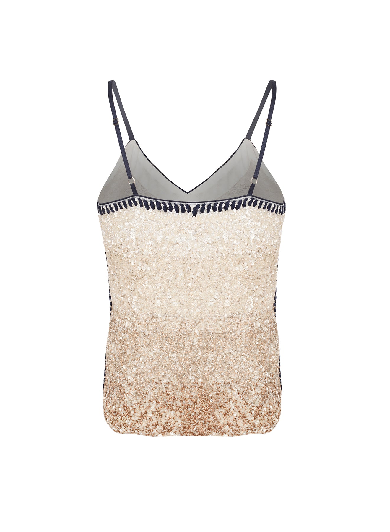 LA FUORI Gradient Sequin top - Champagne