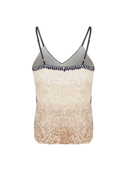 LA FUORI Gradient Sequin top - Champagne