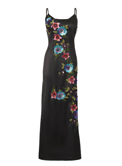 LA FUORI Multicolour bouquet embroidered maxi dress