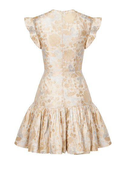 LA FUORI Jacquard Gathered dress - Ivory