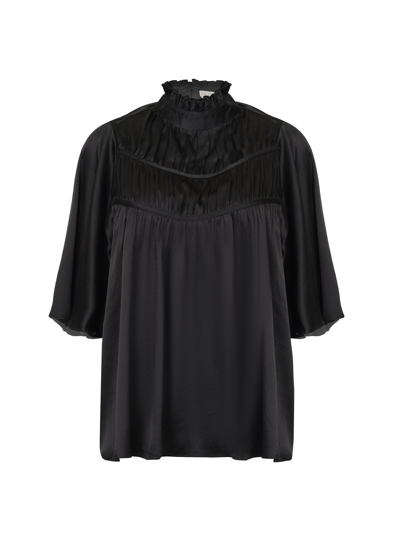 LA FUORI Noir Gathered silk blouse - Black