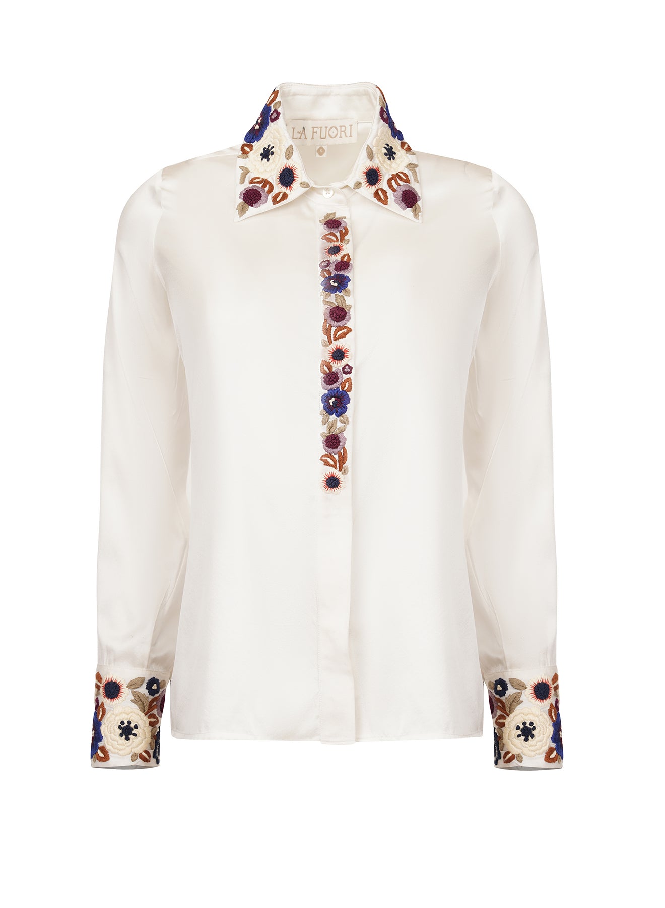 LA FUORI Etinas Embellished Silk Shirt