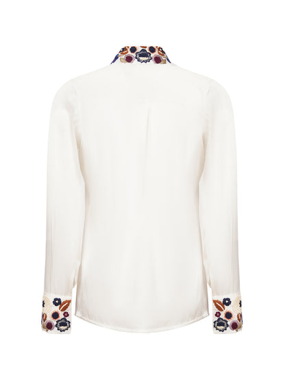 LA FUORI Etinas Embellished Silk Shirt