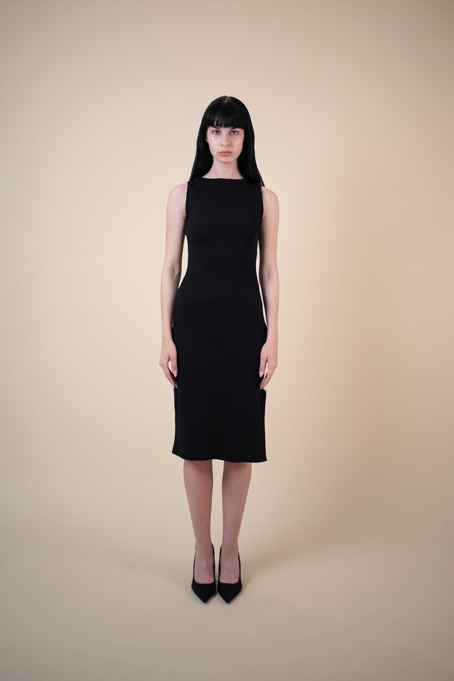 EHE Apparel Luna rib knit Dress - Black