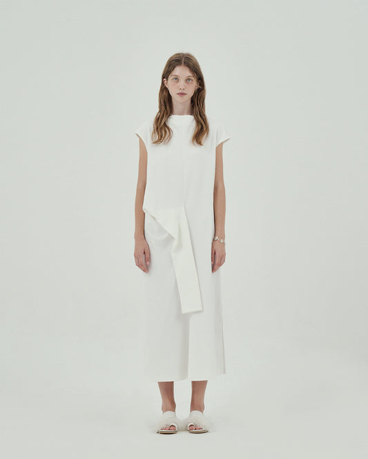 GOEN.J Knotted detail sleeveless cotton-jersey midi dress - White