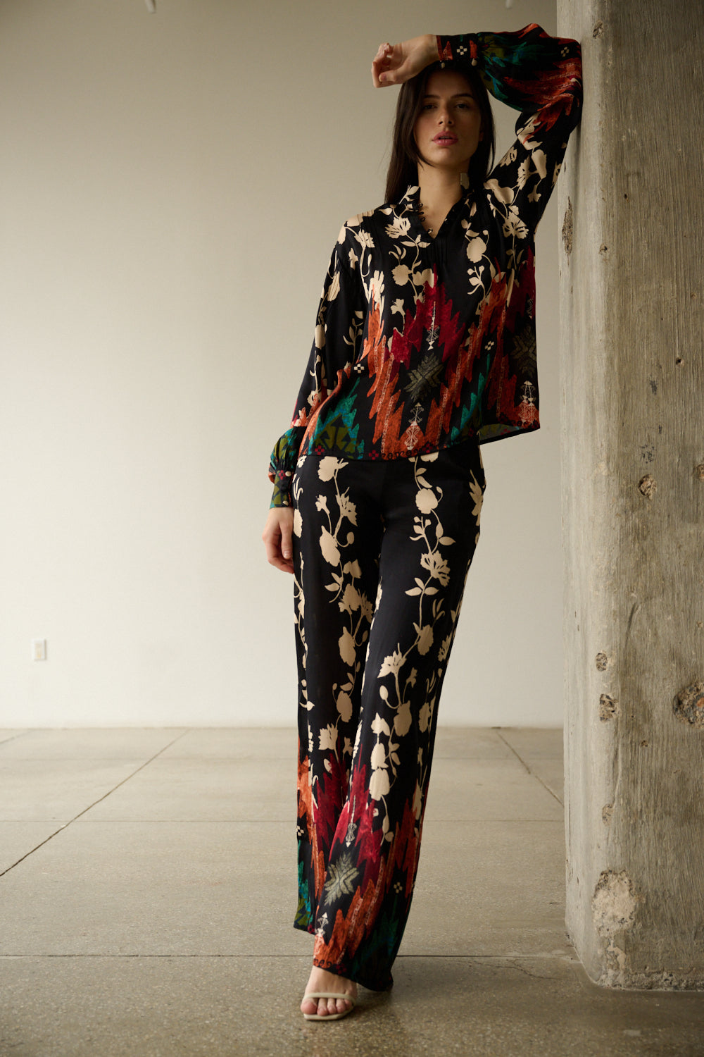 LA FUORI Dari Printed silk pant