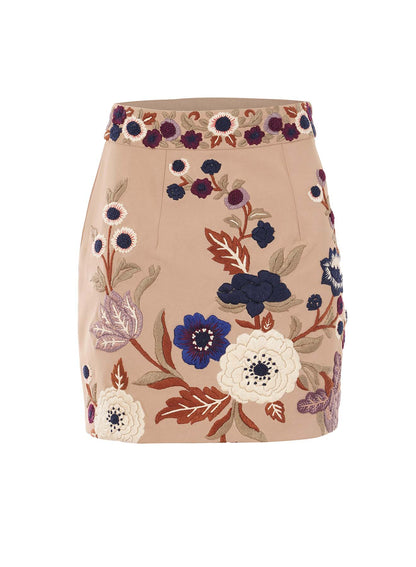 LA FUORI Floral mini skirt - Beige