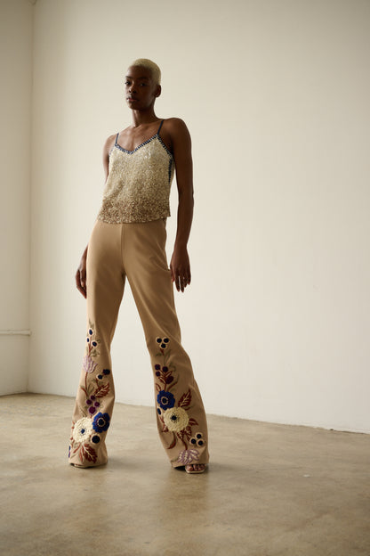 LA FUORI Floral pants - Beige