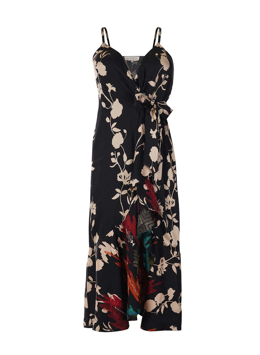 LA FUORI Dari Printed silk wrap dress