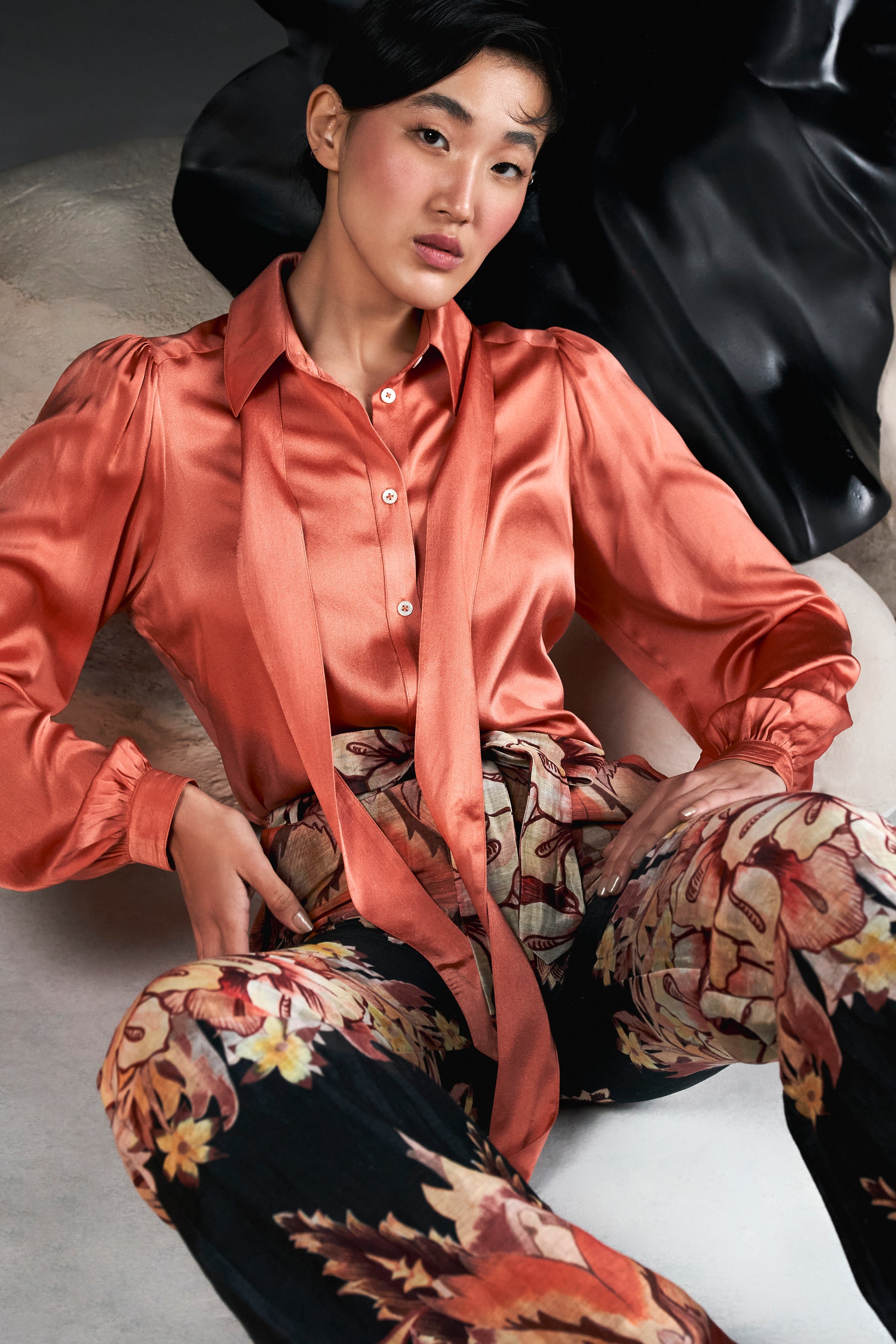 LA FUORI Satin shirt - Peach