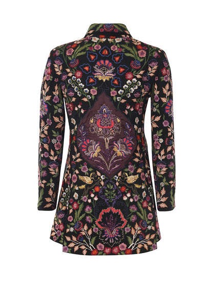 LA FUORI Clio Embroidered coat - Black