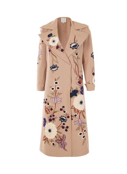 LA FUORI Floral Trench coat - Beige