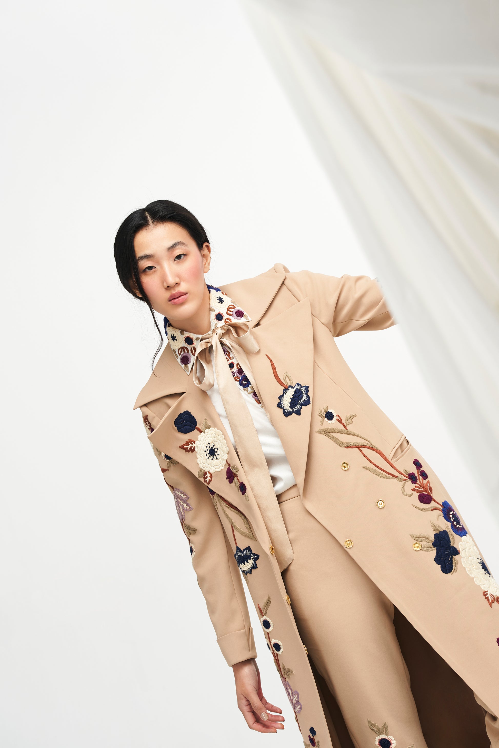 LA FUORI Floral Trench coat - Beige