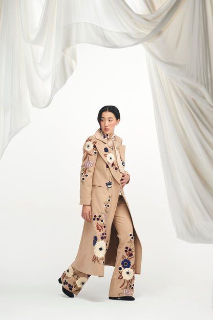 LA FUORI Floral Trench coat - Beige