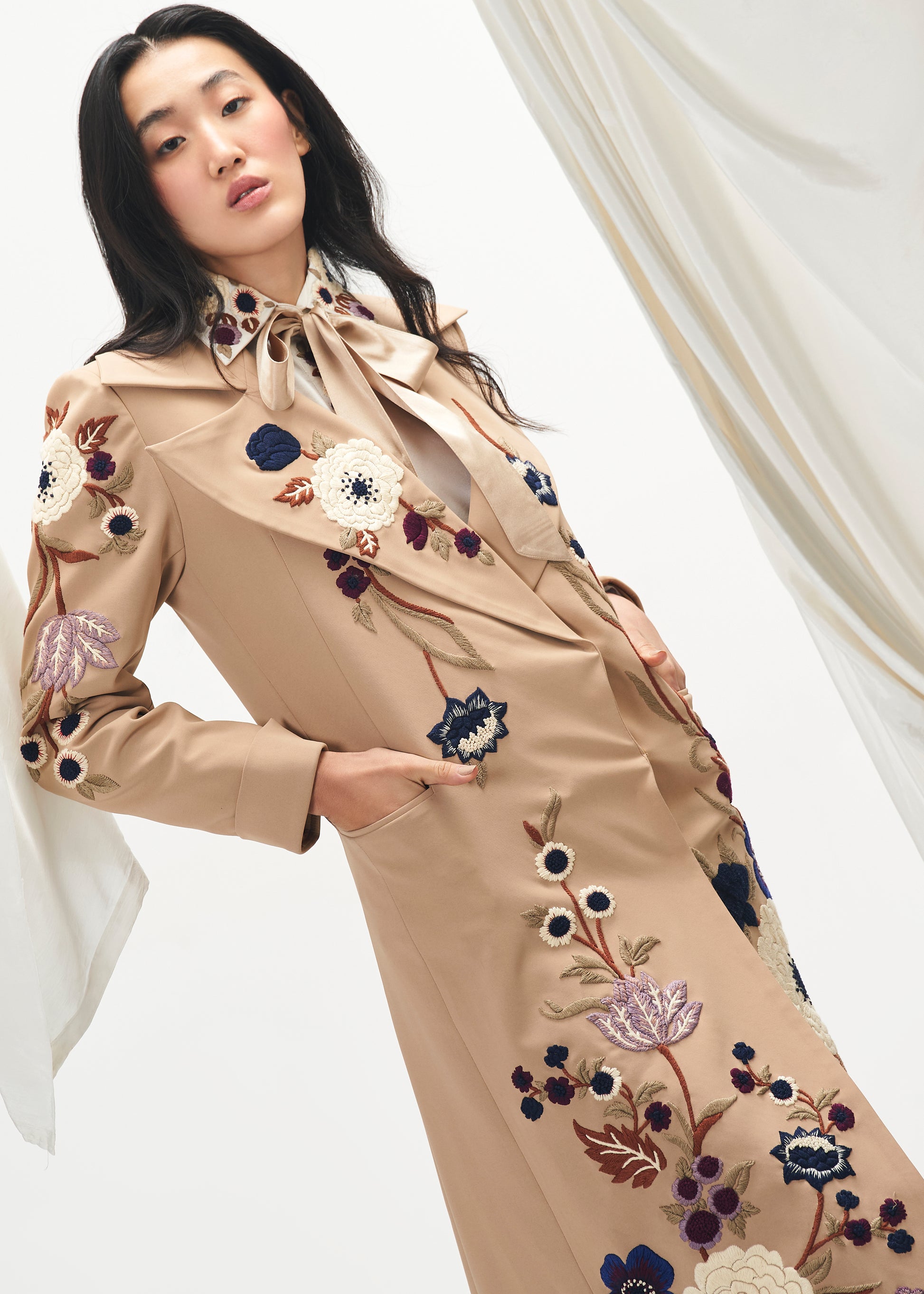 LA FUORI Floral Trench coat - Beige