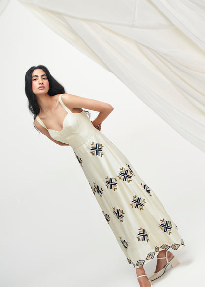 LA FUORI Clara embroidered dress - Ivory