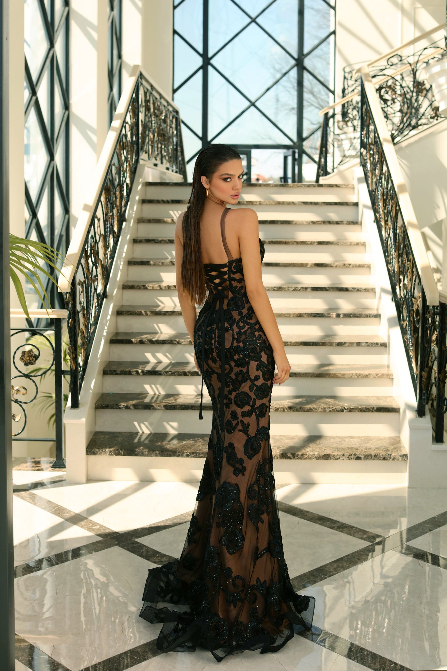 NICOLETTA Eloise Gown - Black/Nude