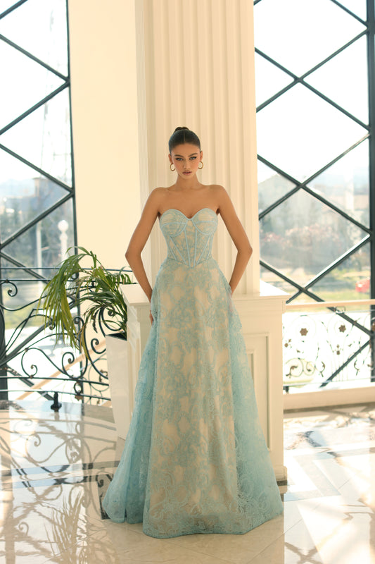 NICOLETTA Capri Gown - Blue/Nude