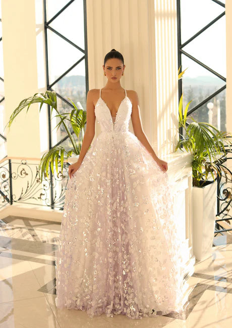 NICOLETTA Brielle Gown - Lilac/Ivory