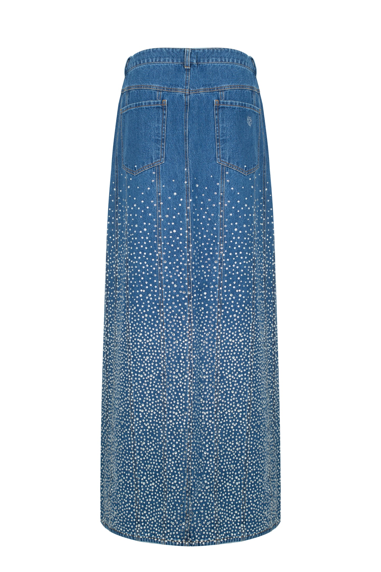 SANTA Denim Maxi Skirt with Slit - Blue back