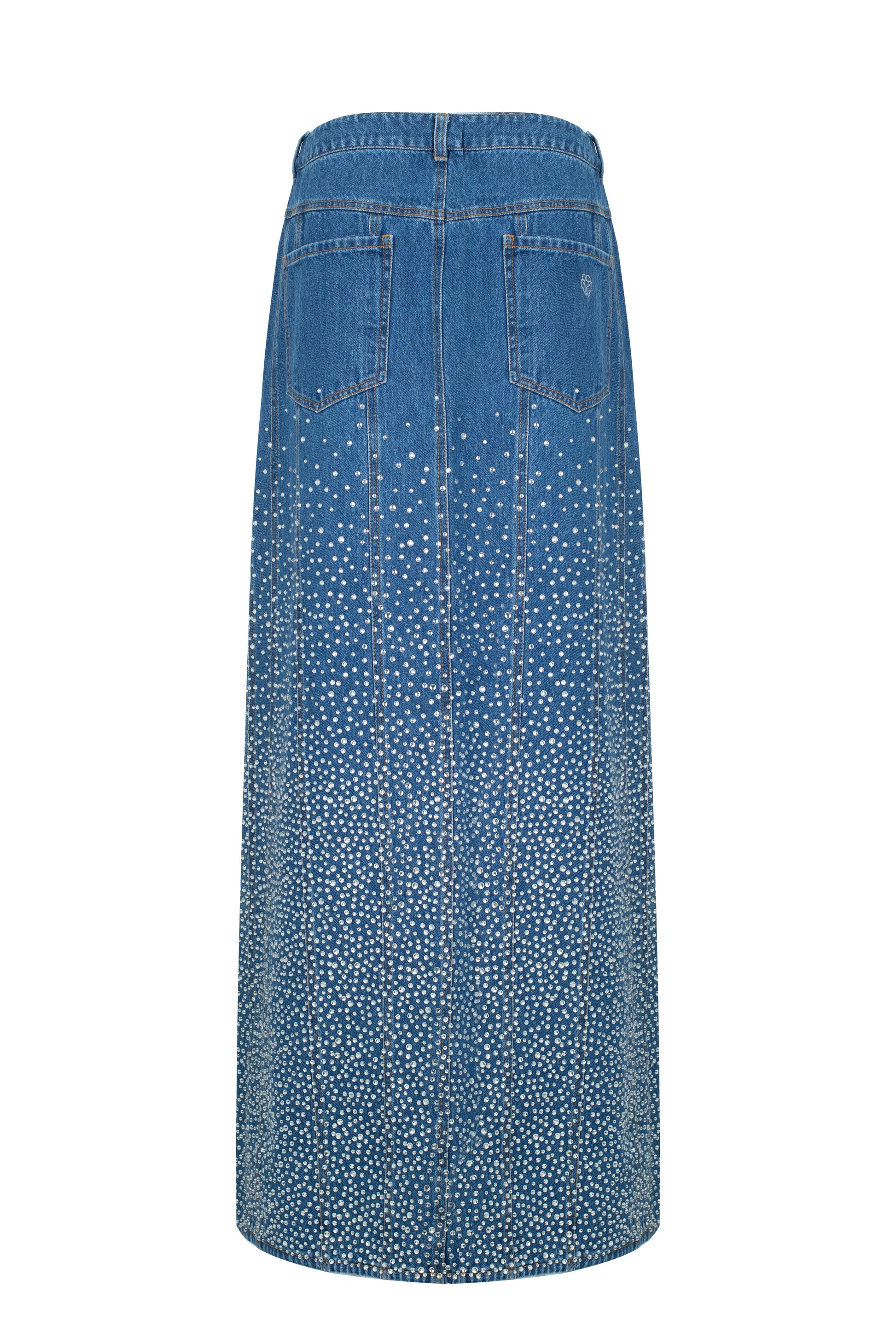 SANTA Denim Maxi Skirt with Slit - Blue back