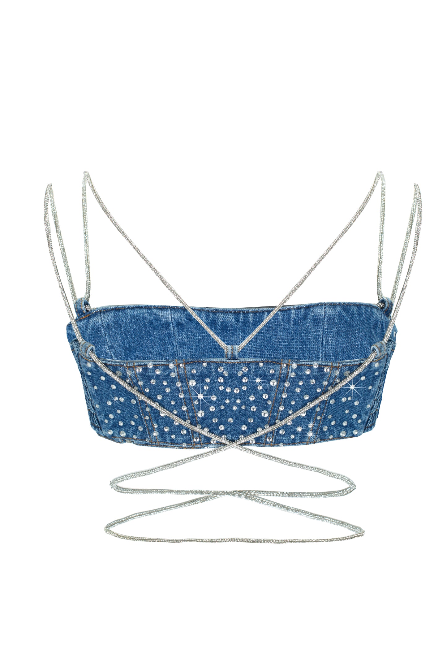 SANTA Denim Top with Sparkle Lace - Blue back