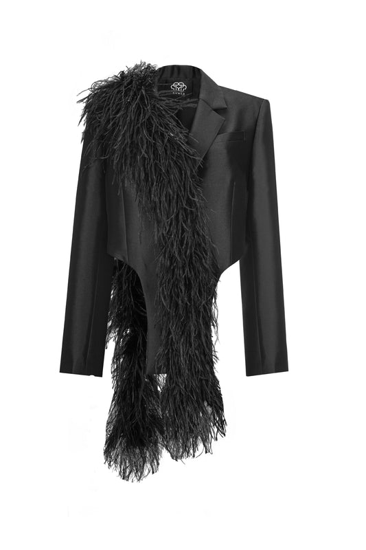 SANTA Jacket with Feathers - Black