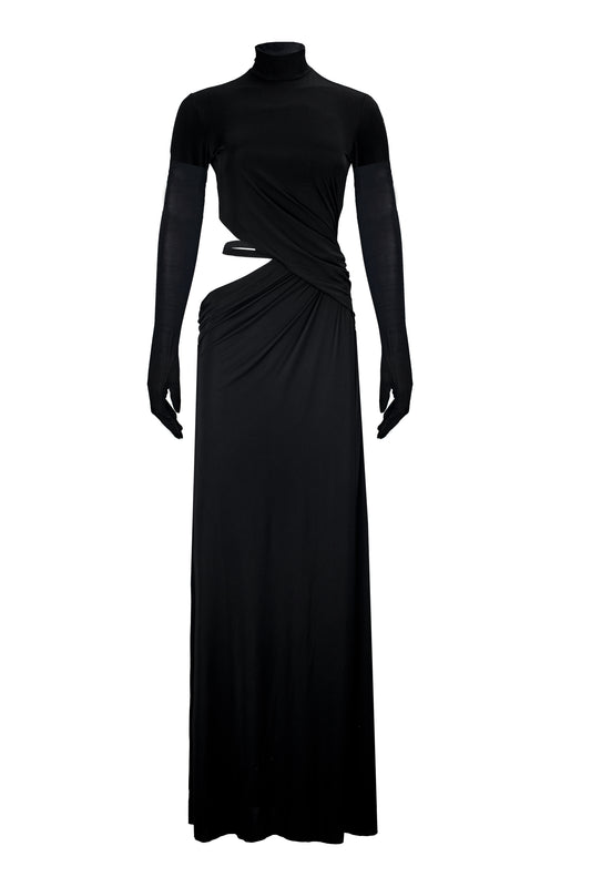 SANTA Maxi Dress with Open Side - Black