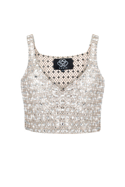 SANTA Mesh Sparkling Top - Beige