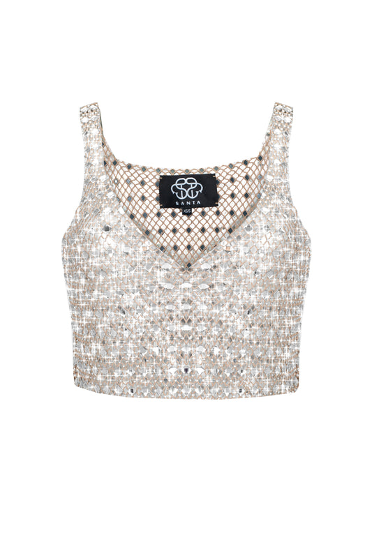 SANTA Mesh Sparkling Top - Beige