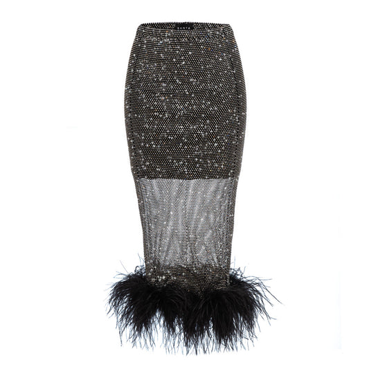 SANTA Midi Feathers Skirt - Black product image