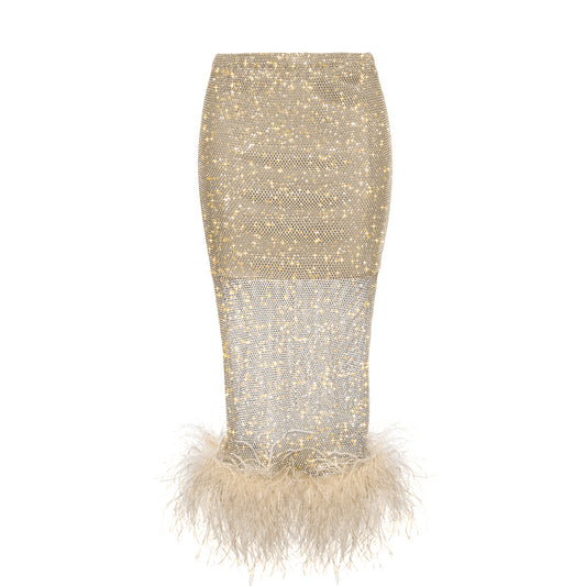 SANTA Midi Feathers Skirt - Gold productimage