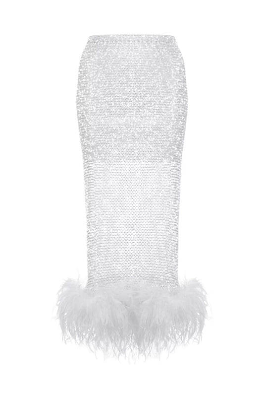 SANTA Midi Feathers Skirt - White product image