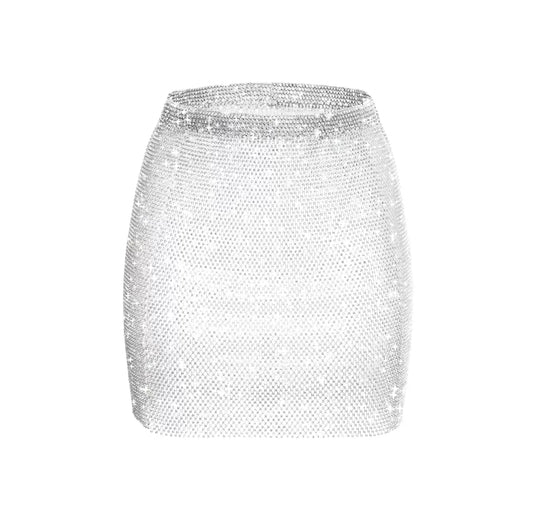 SANTA Mini Skirt - White Diamond