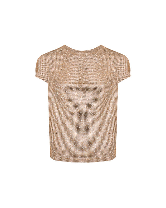 SANTA Sparkle Chain Mail Mexico Open Back Top - Golden front