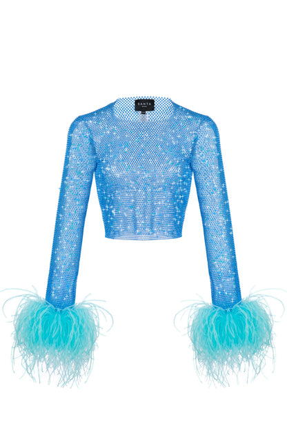 SANTA Sparkle Feathers Top - Baby Blue product image