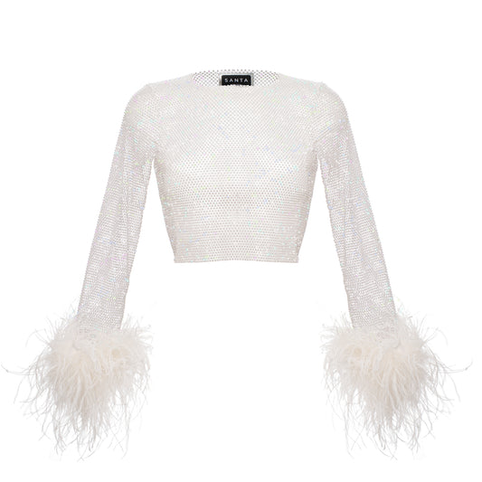 SANTA Sparkle Feathers Top - White product image