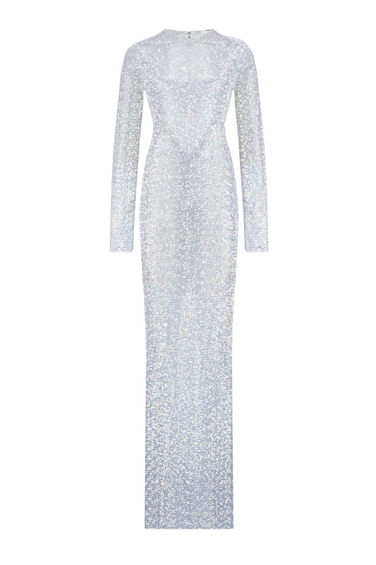 SANTA Sparkle Maxi Dress with Bow - White front