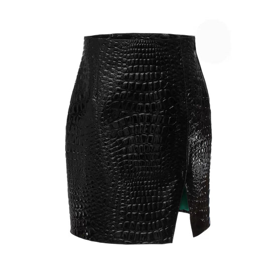 SANTA Crocodile Mini Skirt - Black