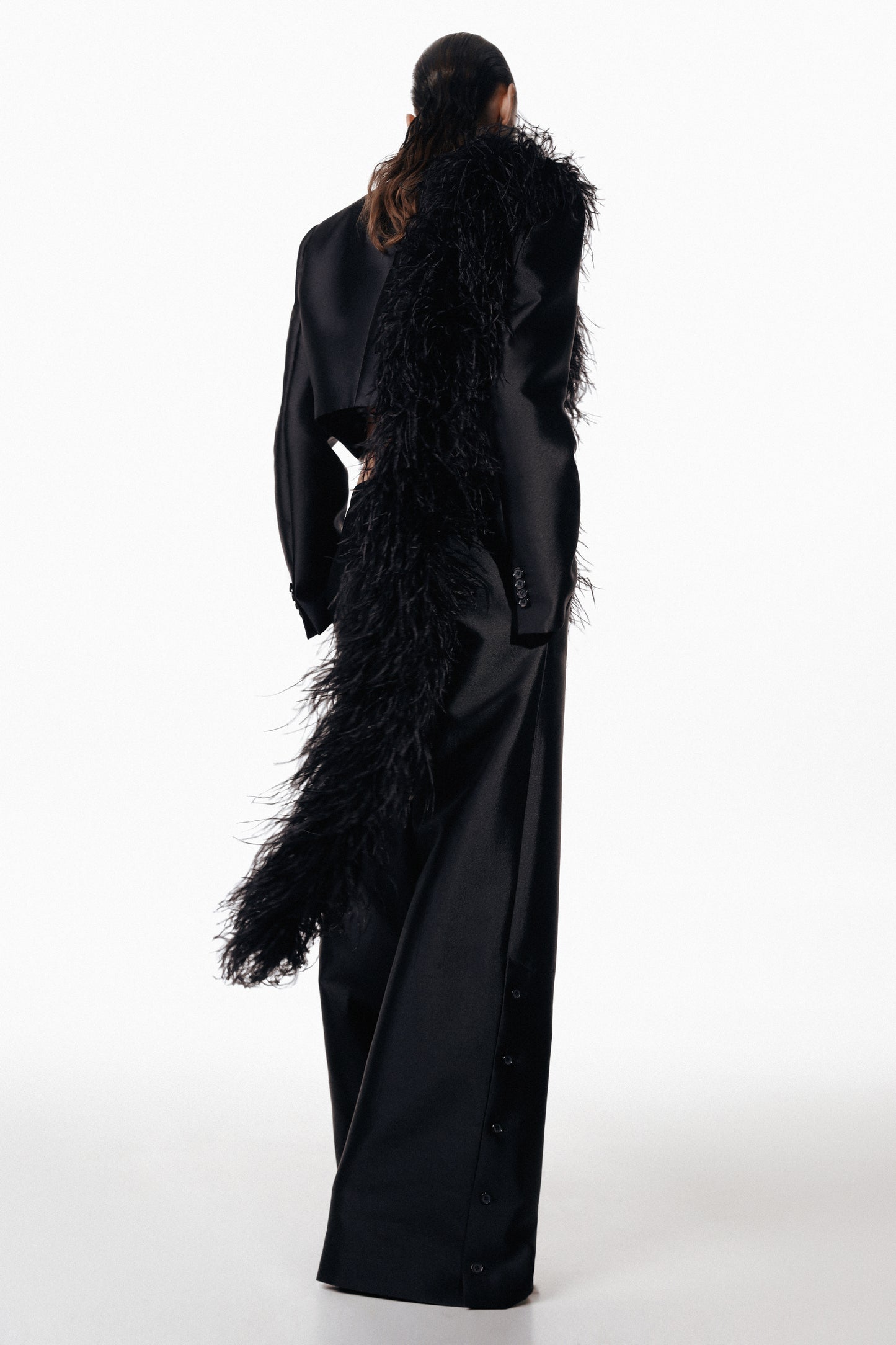 SANTA Jacket with Feathers - Black , SANTA Wide Pants - Black