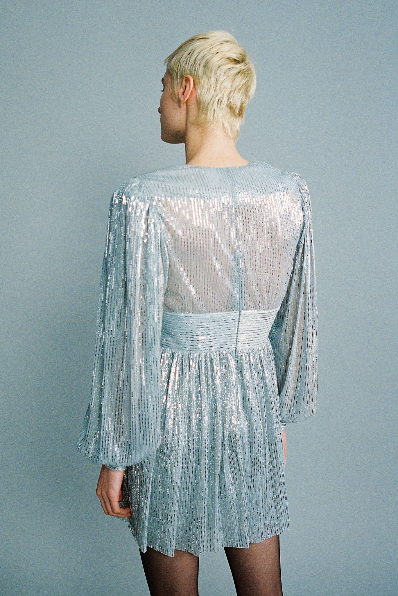 SABINA MUSAYEV Perihelion Mini Dress - Sky Silver