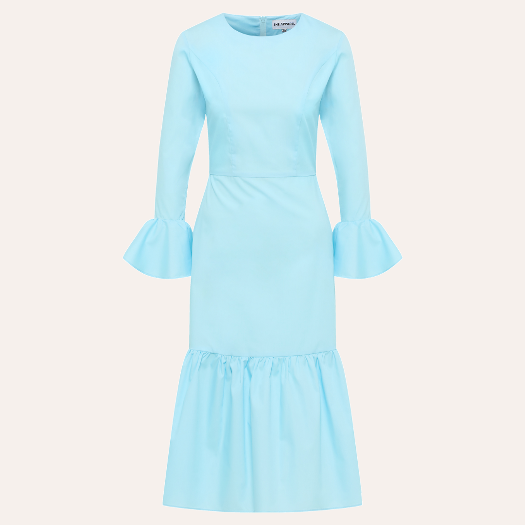 EHE Apparel Audrey ruffled Dress - Blue