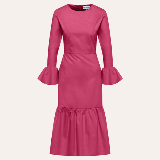 EHE Apparel Audrey ruffled Dress - Fuchsia