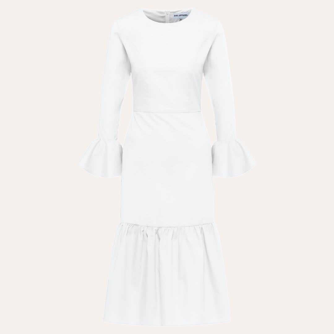 EHE Apparel Audrey ruffled Dress - White