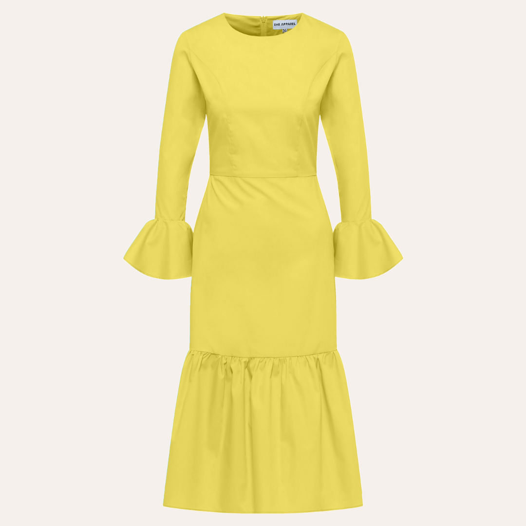 EHE Apparel Audrey ruffled Dress - Yellow