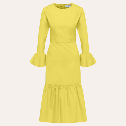 EHE Apparel Audrey ruffled Dress - Yellow